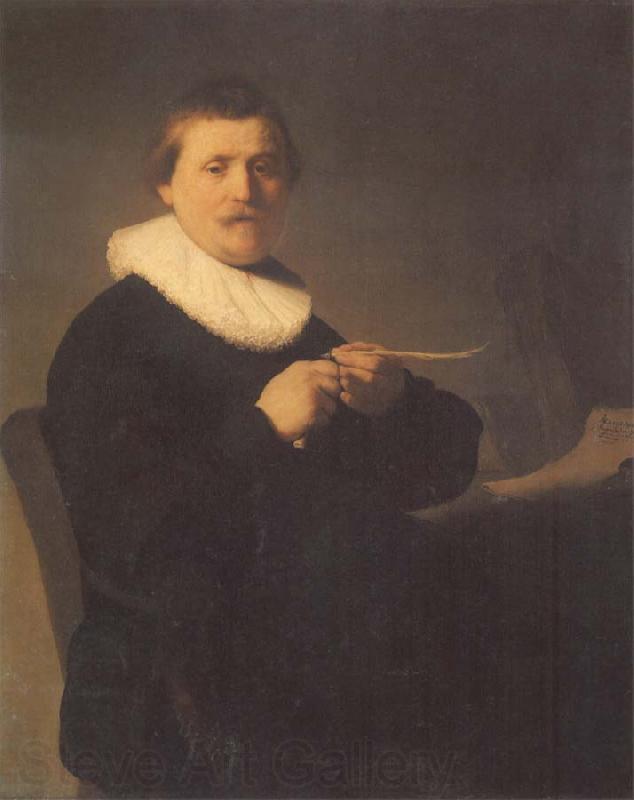 REMBRANDT Harmenszoon van Rijn A Man Sharpening a Quill France oil painting art